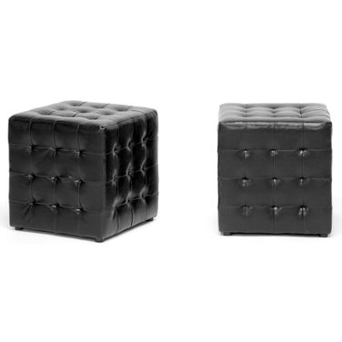 Baxton Studio Siskal Black Modern Cube Ottoman (Set Of 2)