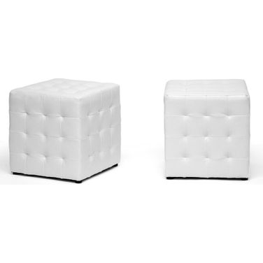 Baxton Studio Siskal White Modern Cube Ottoman (Set Of 2)