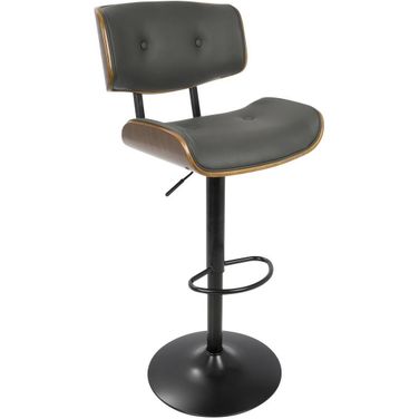 Lombardi Walnut And Gray Adjustable Barstool