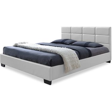 Baxton Studio Vivaldi Modern And Contemporary White Faux Leather Padded Platform Base Queen Size Bed Frame