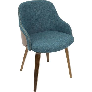 Bacci Walnut And Teal Accent Chair