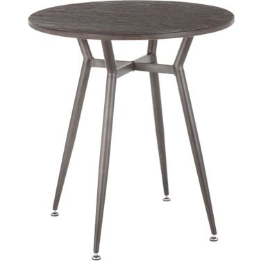 Clara Round Dinette Table in Antique Metal and Espresso Wood-Pressed Grain Bamboo