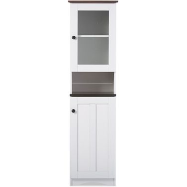Baxton Studio Lauren Modern And Contemporary Two-Tone White And Dark Brown Buffet And Hutch Kitchen Cabinet