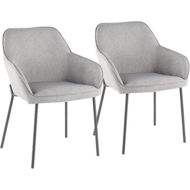 Daniella Dining Chair in Black Metal and Grey Fabric - Set of 2