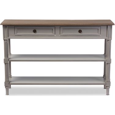 Baxton Studio Edouard French Provincial Style White Wash Distressed Two-Tone 2-Drawer Console Table