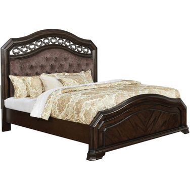 Furniture of America Calliope Espresso Fabric King Bed