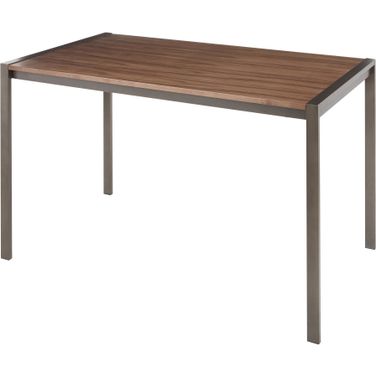 Fuji Dining Table in Antique Metal with Walnut Wood Top