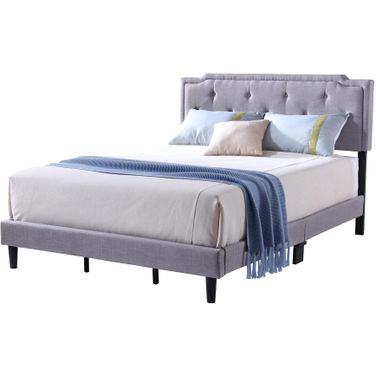 Glory Furniture StarLight Queen Size Bed Light Grey Fabric