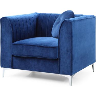 Delray Velvet Arm Chair In Navy Blue