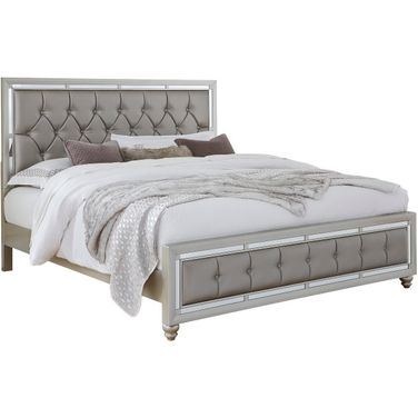 Global Furniture Riley Silver Tufted Full Bed