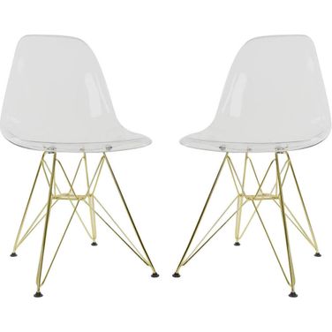 Cresco Molded Eiffel Side Chair Set of 2 In Clear