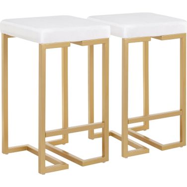 Midas 26" Counter Stool in Gold with White Velvet Cushion - Set of 2