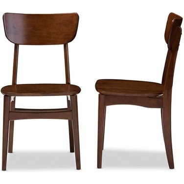Baxton Studio Netherlands Mid-Century Modern Scandinavian Style Dark Walnut Bent Wood Dining Side Chair (Set Of 2)