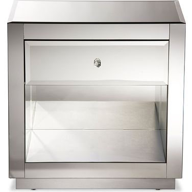 Baxton Studio Rochadh Modern and Contemporary Hollywood Glamour Style 1-drawer and 1-shelf End Table
