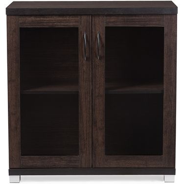 Baxton Studio Zentra Modern And Contemporary Dark Brown Sideboard Storage Cabinet With Glass Doors