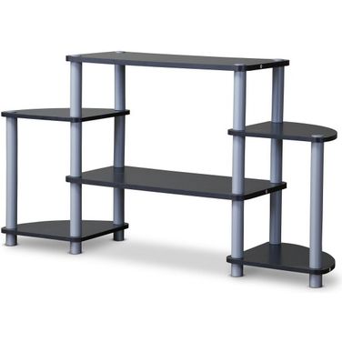 Baxton Studio Orbit Black And Silver 3-Tier Tv Stand