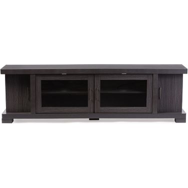 Viveka 70-Inch Greyish Dark Brown Wood TV Cabinet with 2 Glass Doors
