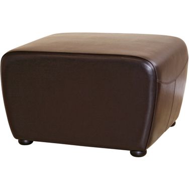 Baxton Studio Dark Brown Full Leather Ottoman With Rounded Sides