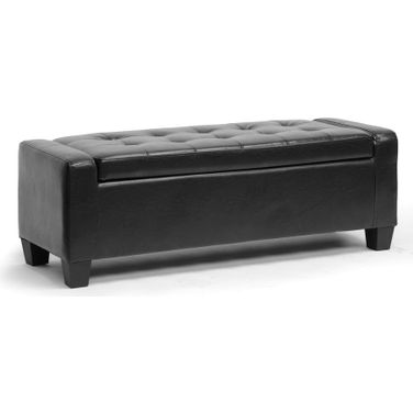 Baxton Studio Manchester Black Ottoman