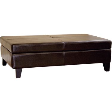Baxton Studio Dark Brown Leather Storage Cocktail Ottoman