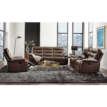 Aashi Motion Living Room Set In Brown Leather