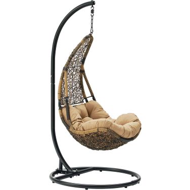 Abate Black Mocha Outdoor Patio Swing Chair With Stand