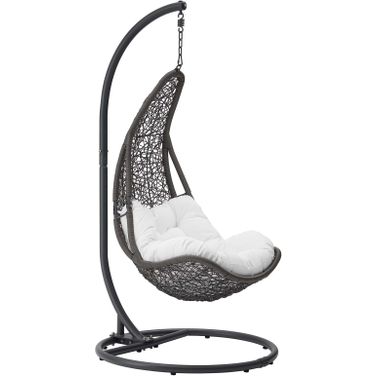 Abate Gray and White Outdoor Patio Swing Chair With Stand