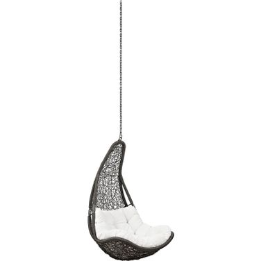 Abate Gray and White Outdoor Patio Swing Chair Without Stand EEI-2657-GRY-WHI-SET