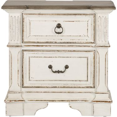 Abbey Park Antique White 2 Drawer Nightstand