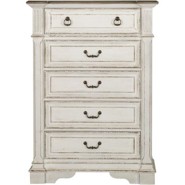 Abbey Park Antique White 5 Drawer Chest