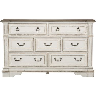 Abbey Park Antique White 7 Drawer Dresser
