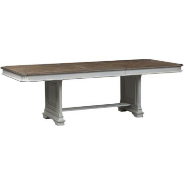 Abbey Park Trestle Table In Antique White and Brown