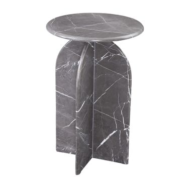 Abbey Round Accent Table In Gray