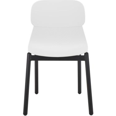 Abbie Molded Plastic Dining Chair Set of 2 In White/Black