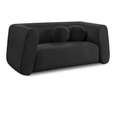 Abbington Boucle Fabric Loveseat In Black