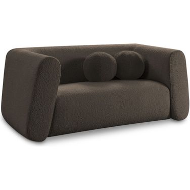 Abbington Boucle Fabric Loveseat In Brown