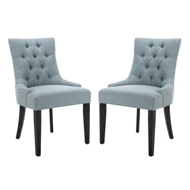 Abby 19 Inch Side Chairs Set of 2 with Silver Nail Heads in Sky Blue