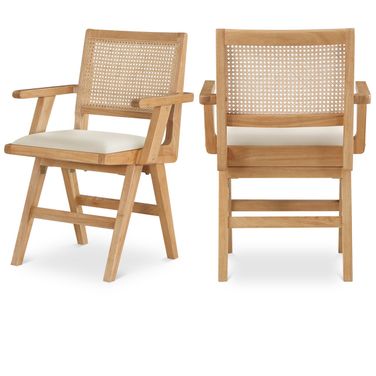 Abby Vegan Leather Dining Arm Chair Set of 2 In Cream