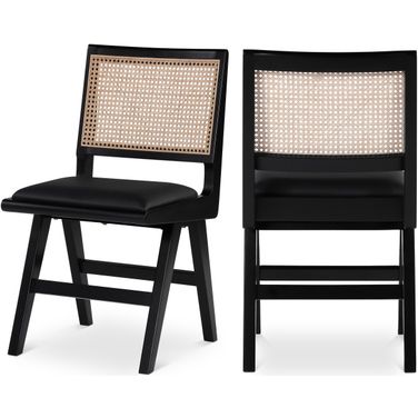 Abby Vegan Leather Dining Side Chair Set of 2 In Black