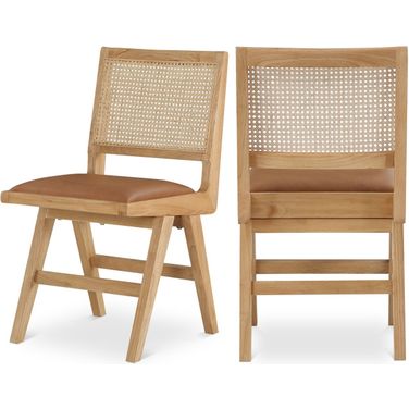 Abby Vegan Leather Dining Side Chair Set of 2 In Cognac
