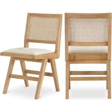 Abby Vegan Leather Dining Side Chair Set of 2 In Cream