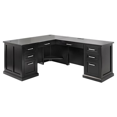Abby Wood L-Desk and Return In Black