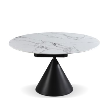 Abel Extendable Round Dining Table with Sintered Stone Table Top In White and Black