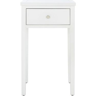 Abel White End Table with Storage Drawer