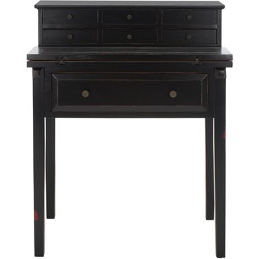 Abigail Distressed Black 7-Drawer Fold Down Desk