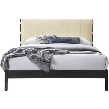 Abigail Vegan Leather Full Bed In Cream and Black