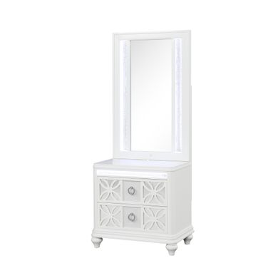 Abigale Nightstand Mirror Top In White