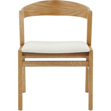 Abigayle Wood and Boucle Dining Chair In Ivory and Natural