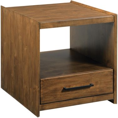 Edie Drawer End Table In Warm Brunette