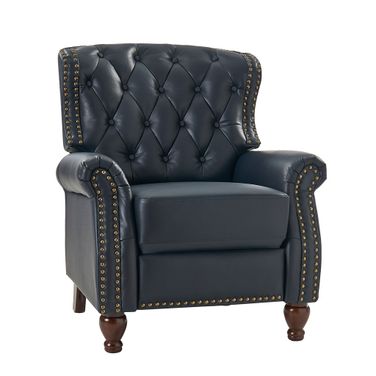 Abraham Genuine Leather Recliner In Navy